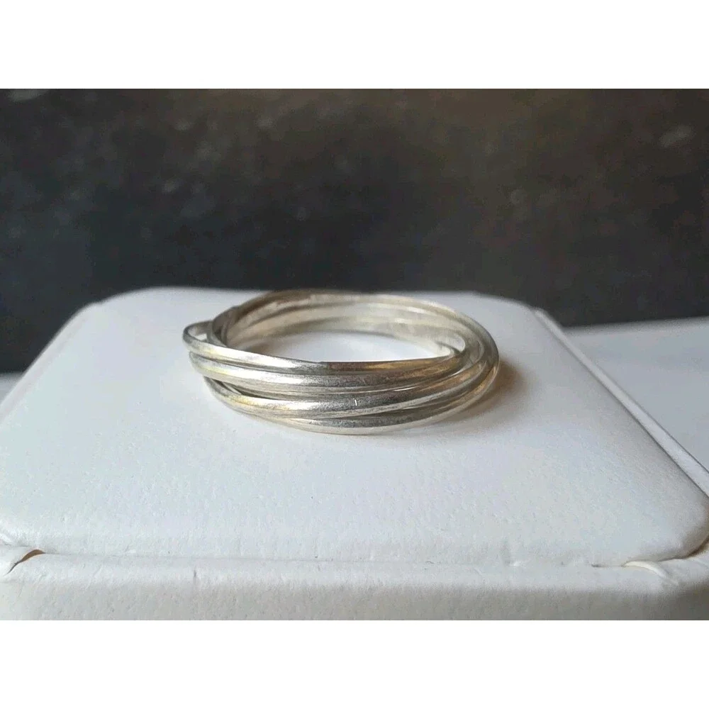 925 Sterling Silver Intertwined Bands Ring, Size US 8.5 Vintage